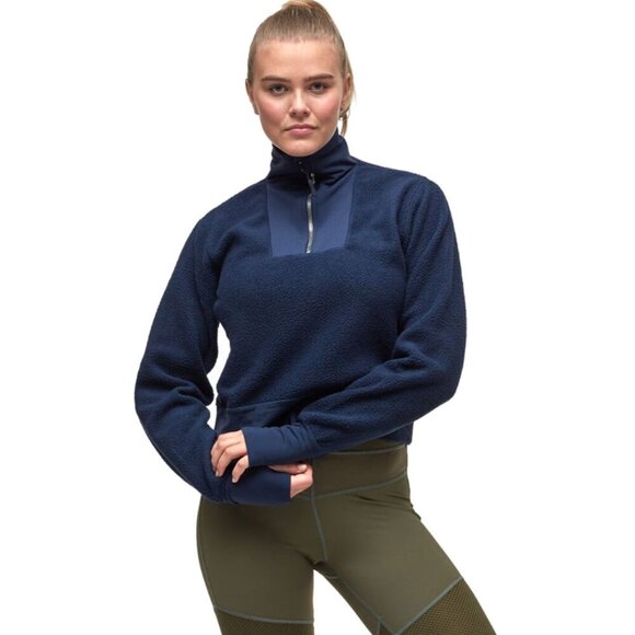 Kari Traa Women's Large Sigrun Hybrid Navy Blue Half-Zip Mock-Neck Cropped Top - Picture 1 of 13